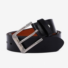 Ремень мужской, ширина 3.5 см, винт, пряжка металл, цвет черный No Brand