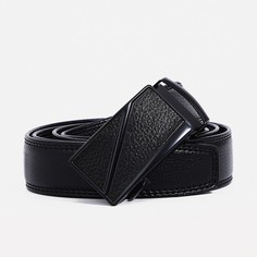 Ремень мужской, ширина 3.5 см, пряжка автомат, цвет черный No Brand