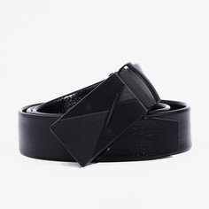 Ремень мужской, ширина 3.5 см, пряжка автомат, цвет черный No Brand