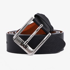 Ремень мужской, ширина 3.5 см, винт, пряжка металл, цвет черный No Brand