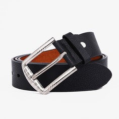 Ремень мужской, ширина 3.5 см, винт, пряжка металл, цвет черный No Brand