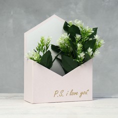 Конверт с золотым тиснением p.s. i love you, белый 18 х 24 х 7 см No Brand