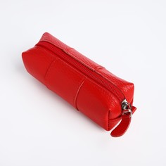 Ключница на молнии, длина 12,5 см, кольцо, цвет красный No Brand