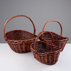 Набор корзин, 3 шт, 50x37xh16/40 см, 41x31x13/34 см, 34x24x12/29 см, лоза No Brand