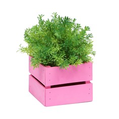 Кашпо деревянное, двухреечное, розовый, 11 х 10 х 9 см No Brand