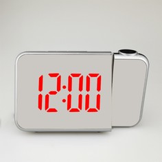 Часы настольные электронные с проекцией: будильник, гигрометр, календарь, красные цифры No Brand