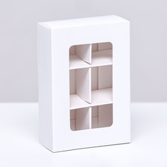 Коробка для конфет 6 штук, 8,7 х 5,8 х 2,5 тонкие разделители, белый Upak Land