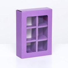 Коробка для конфет 6 шт, сиреневый, 13,7 х 9,8 х 3,8 см Upak Land