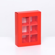 Коробка для конфет 6 шт, алый, 13,7 х 9,8 х 3,8 см Upak Land