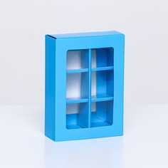 Коробка для конфет 6 шт, голубой, 13,7 х 9,8 х 3,8 см Upak Land