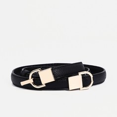 Ремень женский, ширина 1 см, пряжка металл, цвет черный No Brand