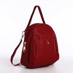 Рюкзак на молнии, 1 наружный карман, цвет красный No Brand