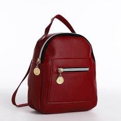 Рюкзак на молнии, 1 наружный карман, цвет бордовый No Brand