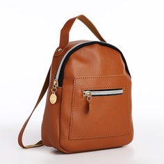 Рюкзак на молнии, 1 наружный карман, цвет коричневый No Brand