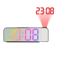 Часы настольные электронные с проекцией: будильник, термометр, календарь, 19.6 х 6.5 см No Brand