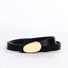 Ремень женский, ширина 1.4 см, пряжка металл, цвет черный No Brand