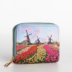 Кошелек на молнии, цвет голубой/разноцветный No Brand