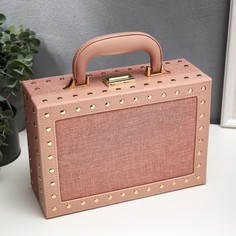 Шкатулка кожзам для украшений чемодан No Brand