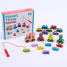 Детская деревянная игрушка 2 в 1 конструктор + рыбалка No Brand