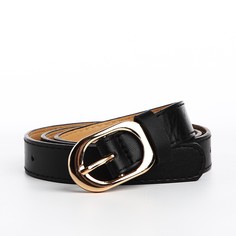 Ремень женский, ширина 3.8 см, пряжка металл, цвет черный No Brand