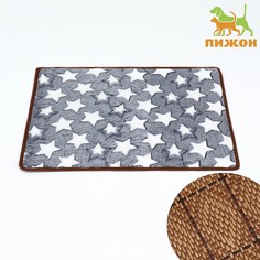 Коврик для отдыха животных, двусторонний (флис+ротанг), 55 х 45 см, серый Пижон