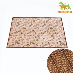 Коврик для отдыха животных, двусторонний (флис+ротанг), 86 х 60 см, бежевый Пижон