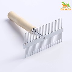 Расческа перепендикулярная wood двухсторонняя, деревянная ручка Пижон