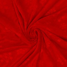 Лоскут плюш на трикотажной основе,красный, снежинки 100*150см,100% п/э 10060277 Страна Карнавалия