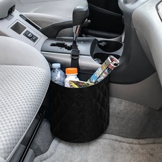 Урна-органайзер в автомобиль, стеганая, оксфорд, черная, 24 х 20 см No Brand