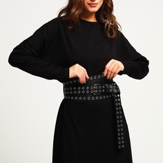 Ремень женский, пряжка металл, люверсы, цвет белый черный No Brand
