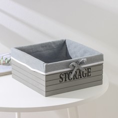 Корзина для хранения доляна storage, 23×23×11 см, большая, дерево, цвет серый