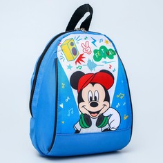 Рюкзак детский, 20*13*26,на молнии, голубой, микки маус и его друзья Disney