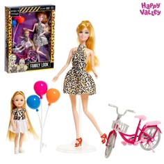 Кукла-модель с дочкой family look на велосипеде, леопард Happy Valley
