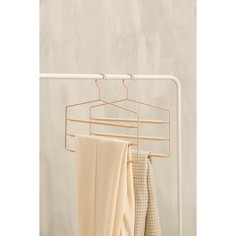 Плечики-вешалки для брюк и юбок многоуровневые savanna wood, 3 перекладины, 37×32×1,1 см, цвет розовый