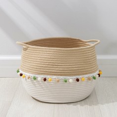 Корзина для хранения плетеная с ручками ручной работы доляна