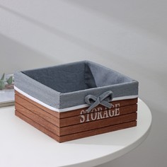 Корзина для хранения доляна storage, 19×19×10 см, средняя, дерево, цвет коричневый, серый