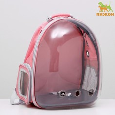 Рюкзак для переноски животных, прозрачный, 31 х 28 х 42 см, розовый Пижон