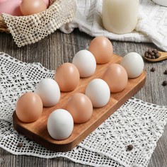 Подставка для яиц adelica, 10 отделений, 12×25×1,8 см, массив березы
