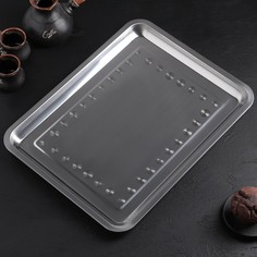 Поднос из нержавеющей стали, 44,5×35,5 см, толщина 1 мм, цвет серебряный No Brand
