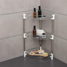Этажерка настольная угловая 3-х секционная, 38,5×27,5×54,5 см, цвет хром No Brand