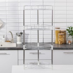 Этажерка настольная угловая 4-х секционная, 38,5×27,5×77 см, цвет хром No Brand