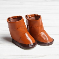 Сапоги с отворотами для куклы, длина подошвы: 6,5 см, цвет коричневый No Brand
