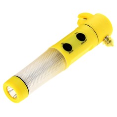 Аварийный молоток на магните, фонарик, нож для ремня безопасности, желтый No Brand