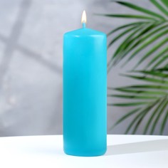 Свеча - цилиндр, 5х15 см, голубая лакированная, 14 ч Дарим красиво