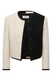 Жакет из хлопка и льна Saint Laurent