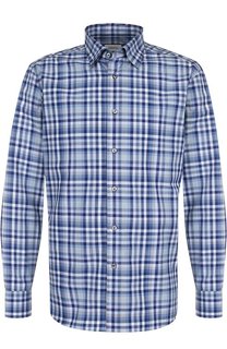 Хлопковая рубашка в клетку Brioni