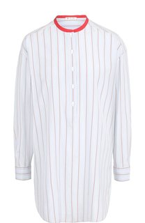 Шелковая блуза в полоску с контрастным воротником Loro Piana