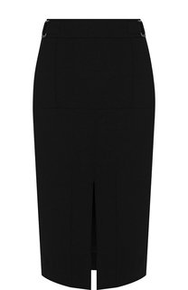 Однотонная шерстяная юбка с разрезом Tom Ford