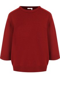 Кашемировый пуловер с укороченным рукавом и накладным карманом Chloé