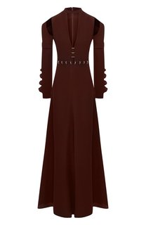 Платье-макси с глубоким вырезом и декоративной отделкой Chloé
